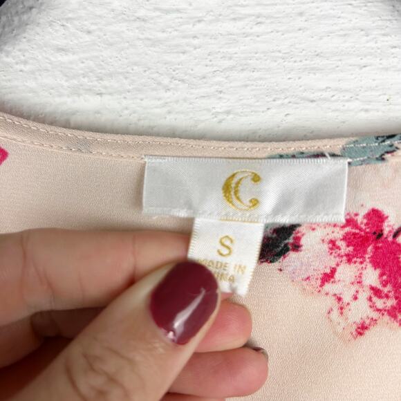 Cato Women's Dusty Pink Floral Wrap Top – Tie Front & Dolman‎ Sleeves, Size M - Picture 3 of 8